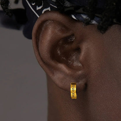 Viking Hoop Earrings Gold Worn by Male Model
