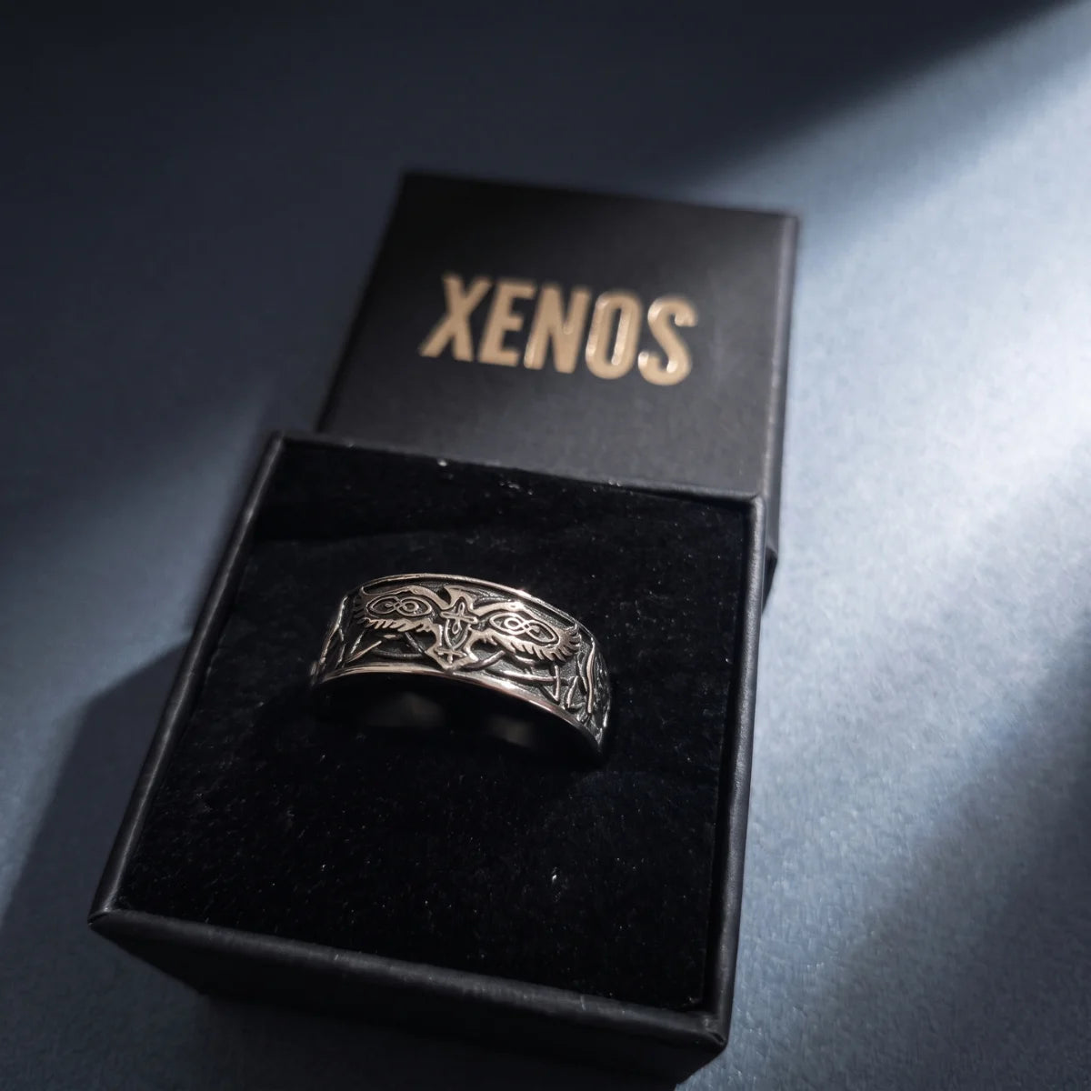 Viking Raven Band Ring