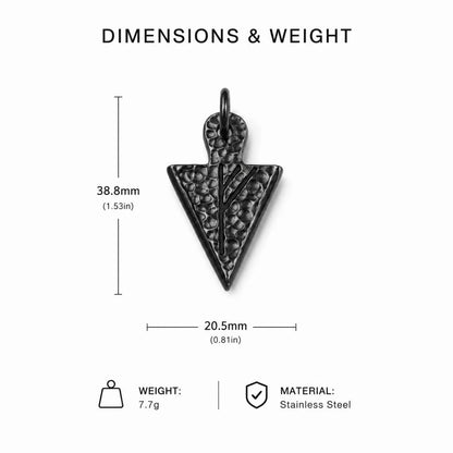 Viking Rune Arrowhead Necklace Silver Dimension Diagram 33.7mm 1.33inch and 20.7mm 0.81inch 11.2g 0.39oz