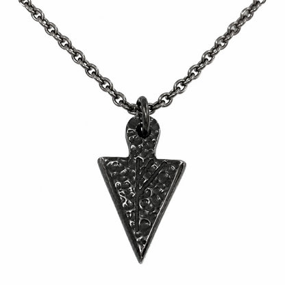 Viking Rune Arrowhead Necklace Silver Pendant with Chain Front View White Background