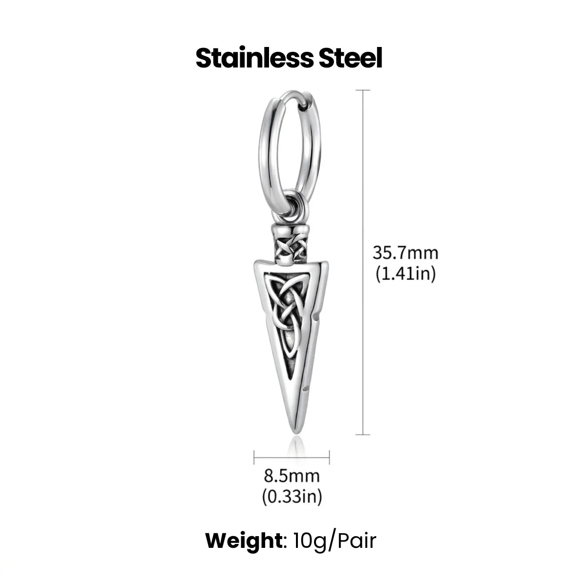 Viking Spear Earrings Dimensions and Weight