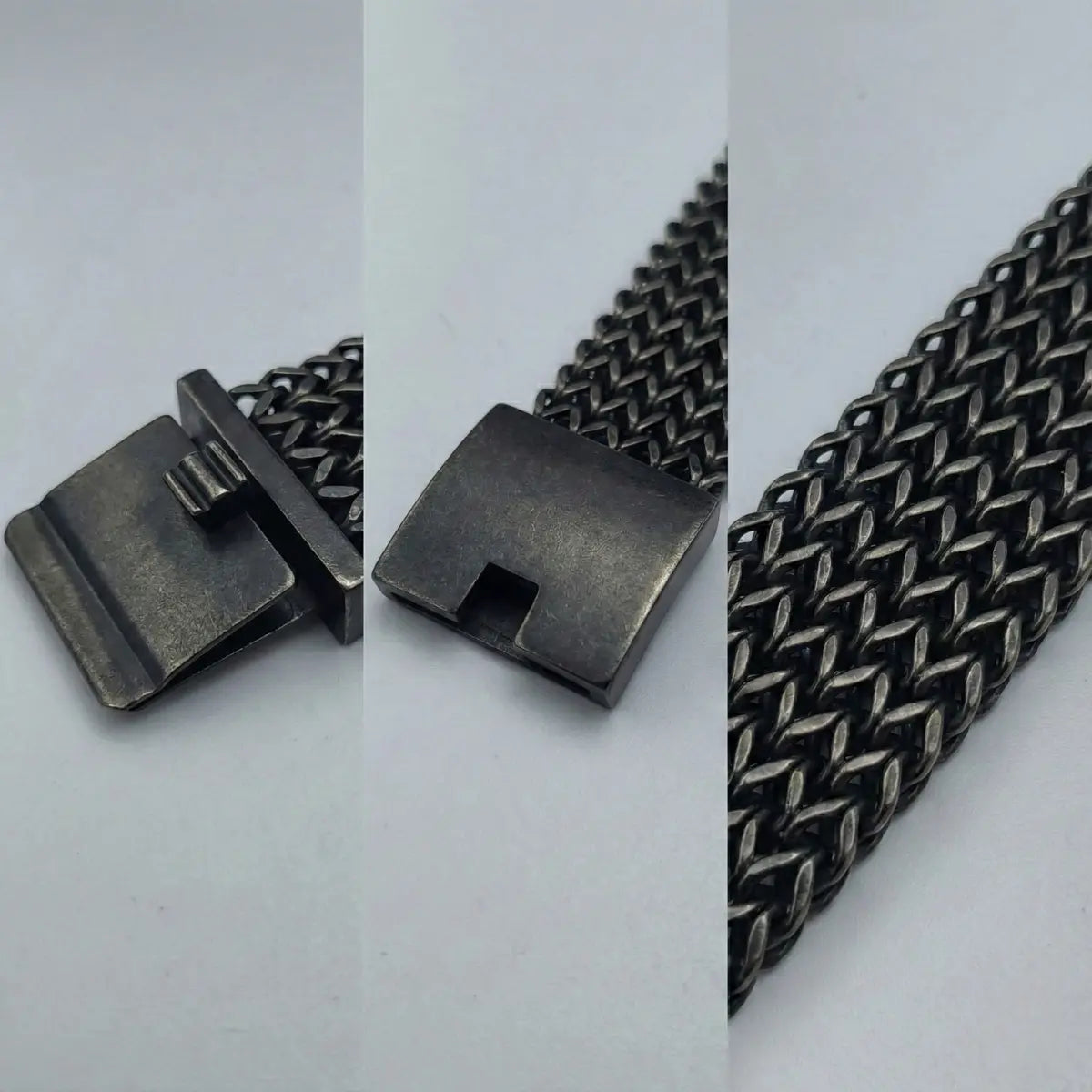 Vintage Black Chunky Woven Mesh Bracelet 30mm Details