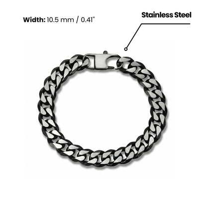 Vintage Brushed Steel Flat Curb Chain Bracelet Dimensions