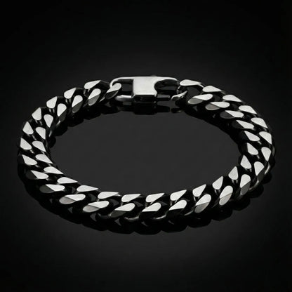 Vintage Brushed Steel Flat Curb Chain Bracelet
