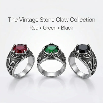 Vintage Green Red and Black Stone Rings