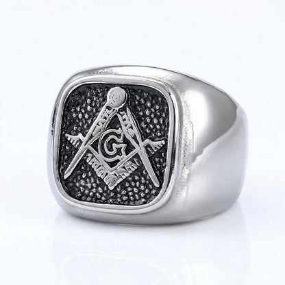 Vintage Masonic Signet Ring Silver Details