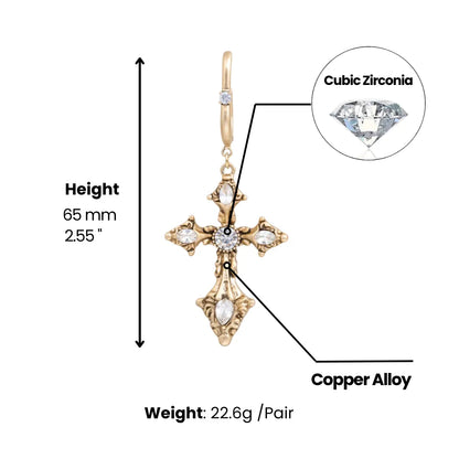 Vintage Ornate Cross Earrings Women Dimensions and Weight