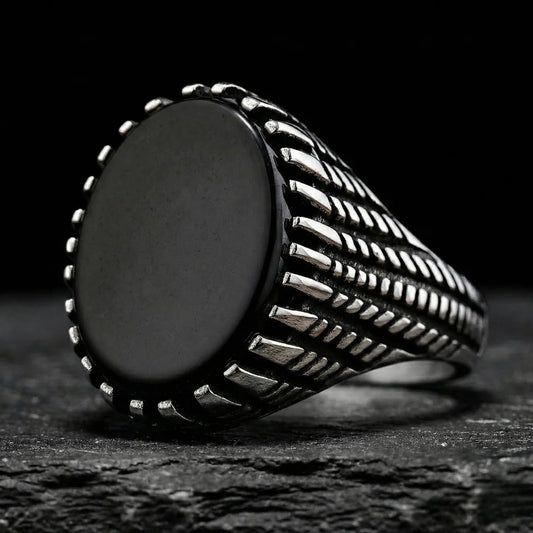 Vintage Oval Black Stone Ring