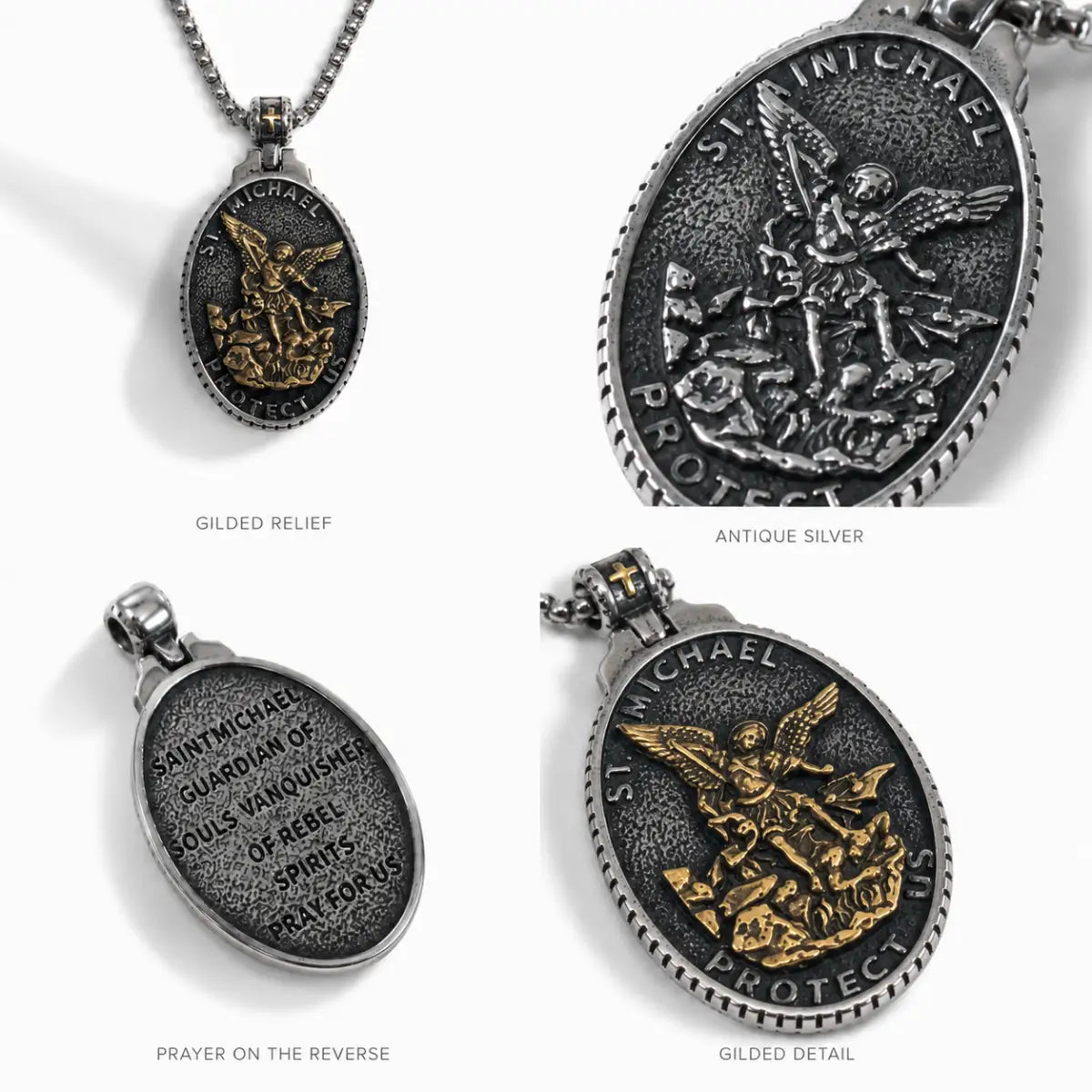 Vintage Oval St Michael Medallion Details and Features Infographic