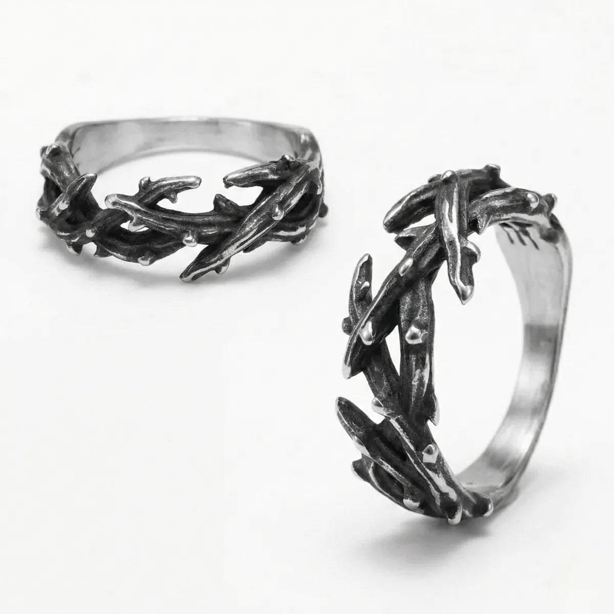 Vintage Silver Crown of Thorns Ring Multi Angle Details