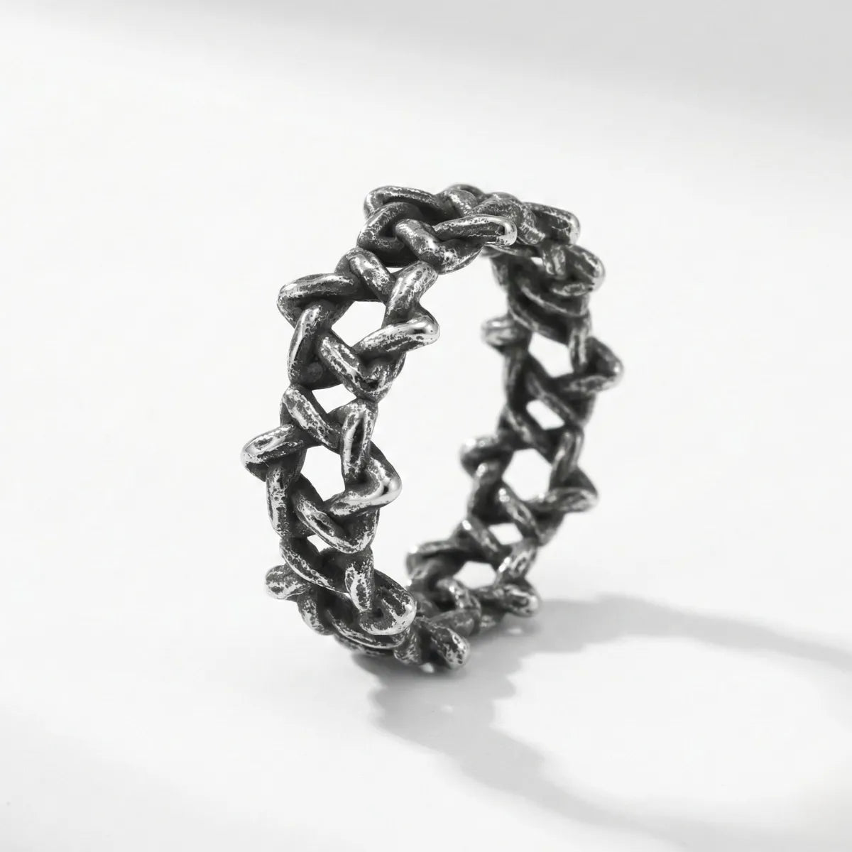 Vintage Silver Hexagram Thorn Ring Front