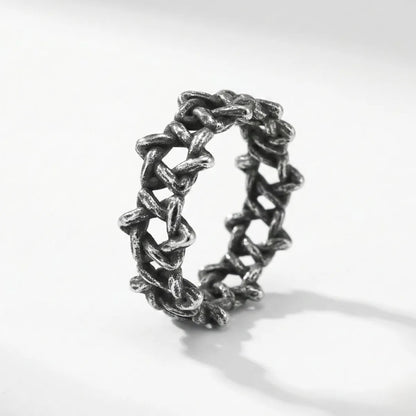 Vintage Silver Hexagram Thorn Ring Front