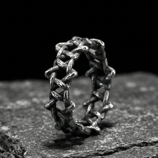 Vintage Silver Hexagram Thorn Ring