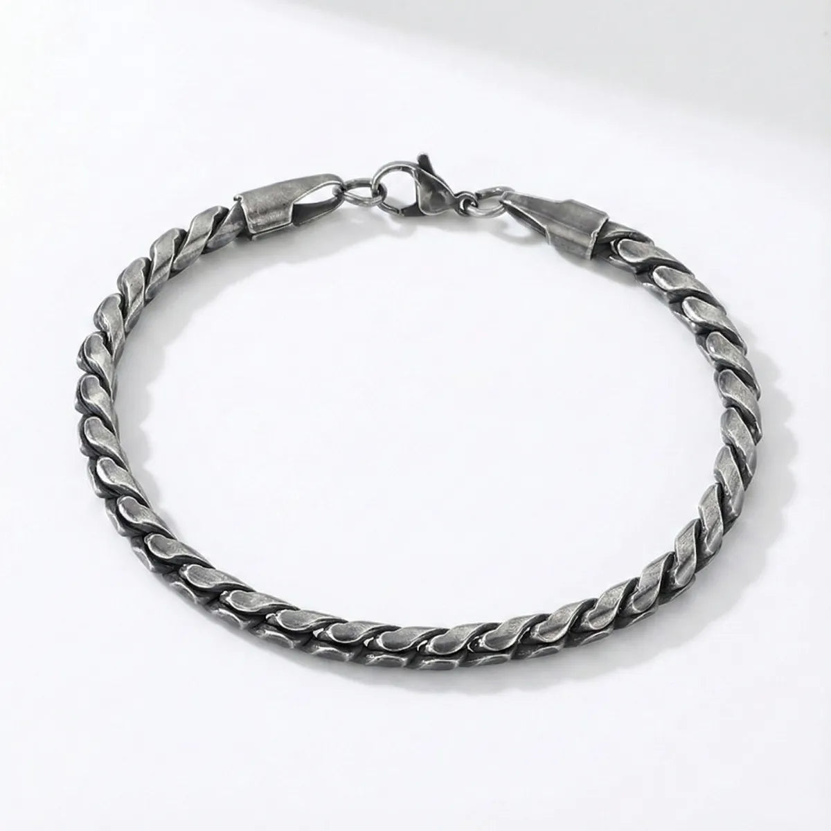 Vintage Silver Twisted Curb Chain Bracelet Front