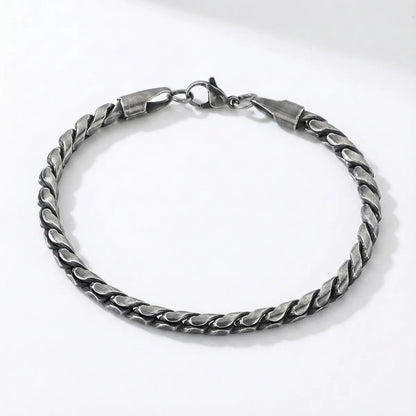 Vintage Silver Twisted Curb Chain Bracelet Front