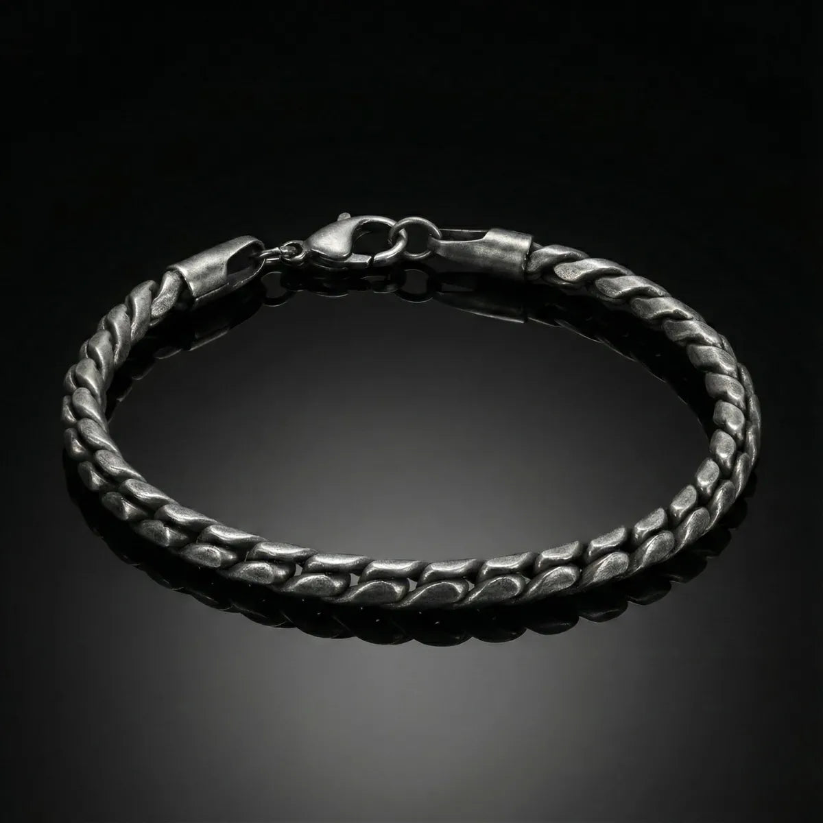 Vintage Silver Twisted Curb Chain Bracelet