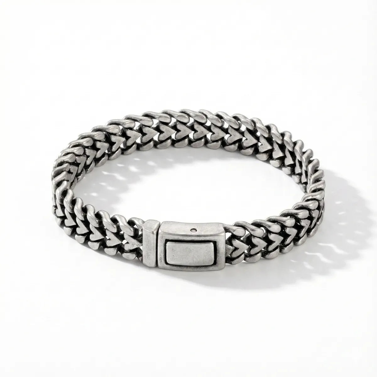 Vintage Silver Wheat Chain Bracelet Front