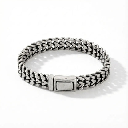 Vintage Silver Wheat Chain Bracelet Front