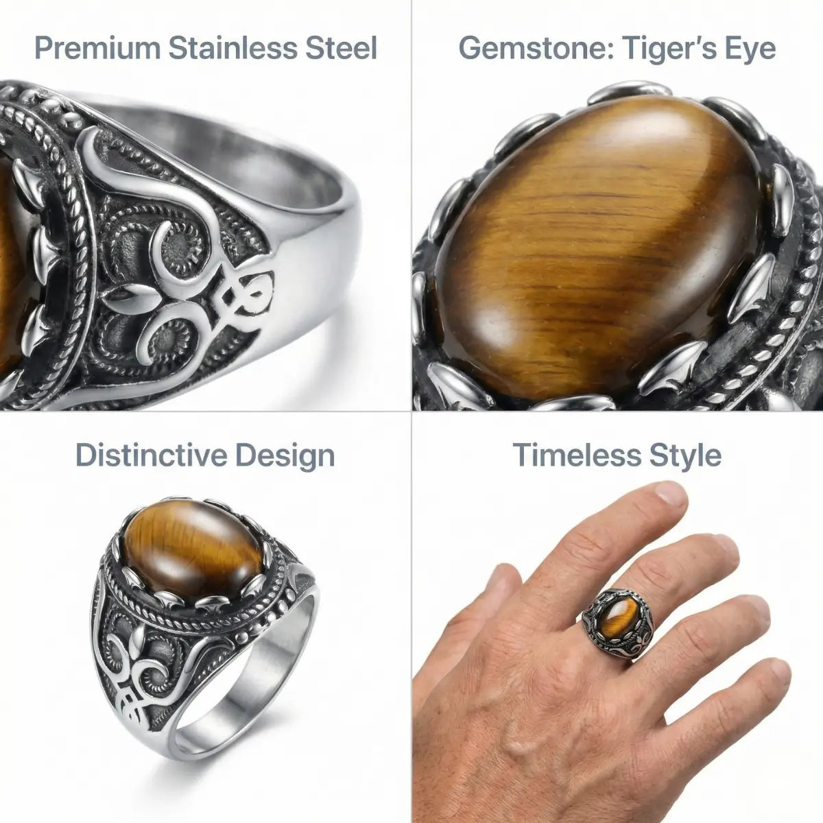 Vintage Tiger Eye Ring Features