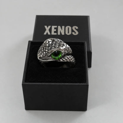 Viper Ring Silver Green Eye Packaging Box View