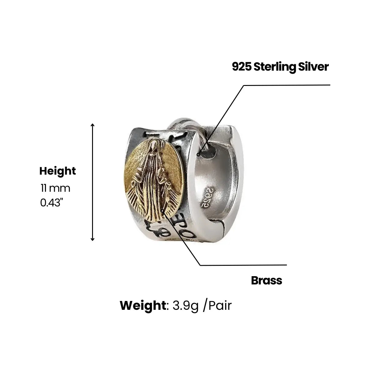 Boucles d’Oreilles Créoles Vierge Marie