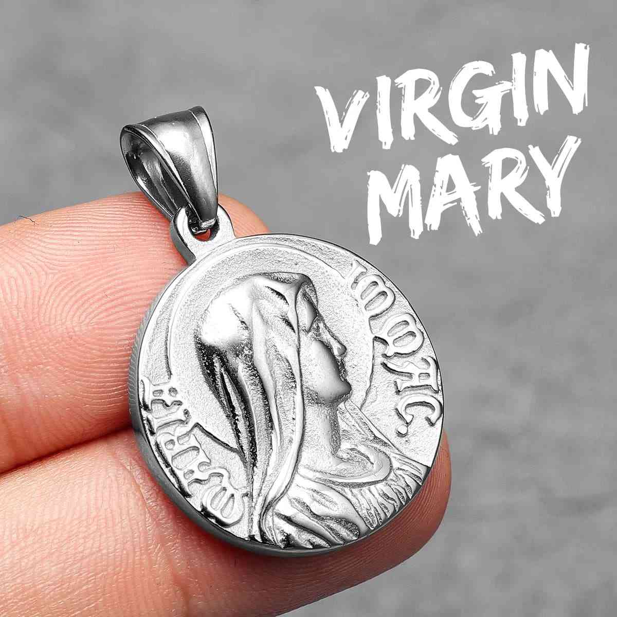 Virgin Mary Necklace with Greek Inscription Pendant Only Xenos Jewelry