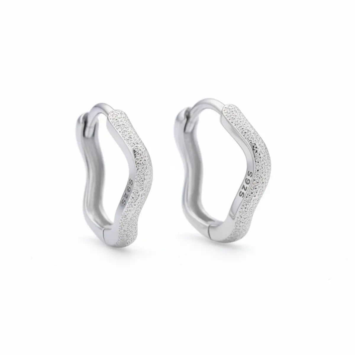 Wave Hoop Earrings Sterling Silver Details