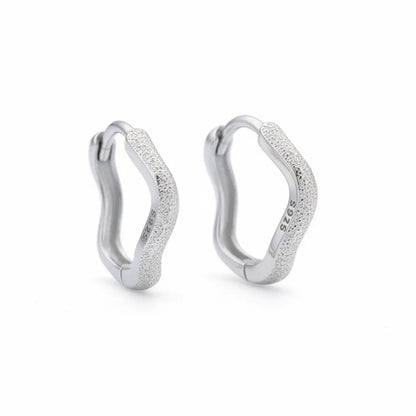 Wave Hoop Earrings Sterling Silver Details