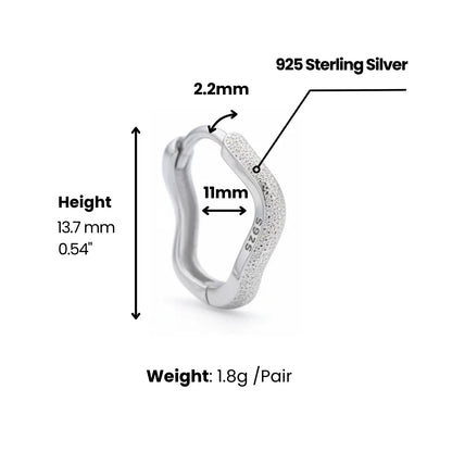 Wave Hoop Earrings Sterling Silver Dimensions and Weight