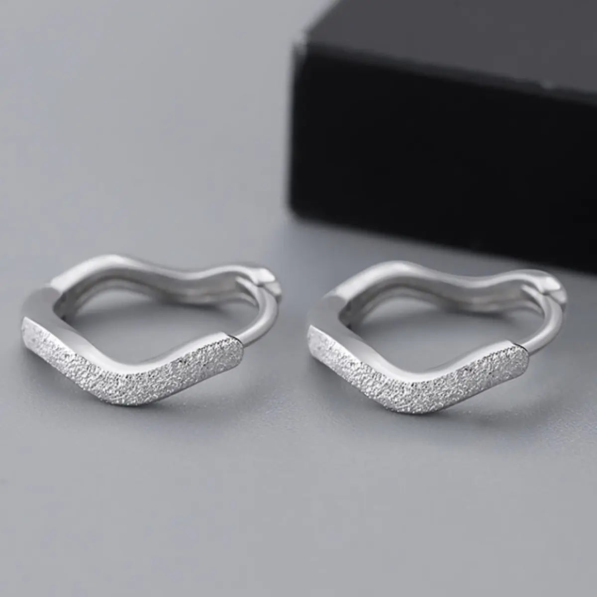 Wave Hoop Earrings Sterling Silver Side Details