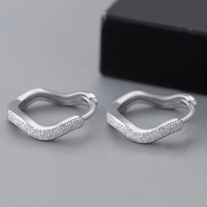 Wave Hoop Earrings Sterling Silver Side Details