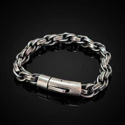 Wheat Chain Bracelet Vintage Steel Front View