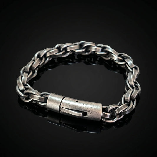 Wheat Chain Bracelet Vintage Steel Front View