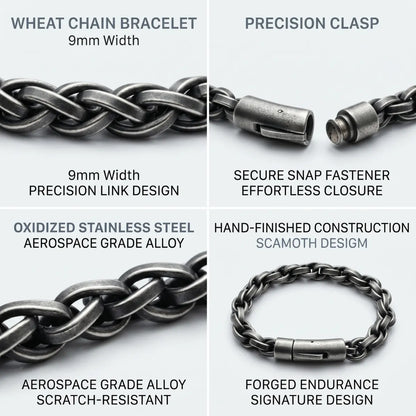 Wheat Chain Bracelet Vintage Steel Multi Angle Features