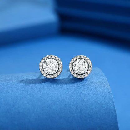 White Druzy Stud Earrings Sterling Silver Details