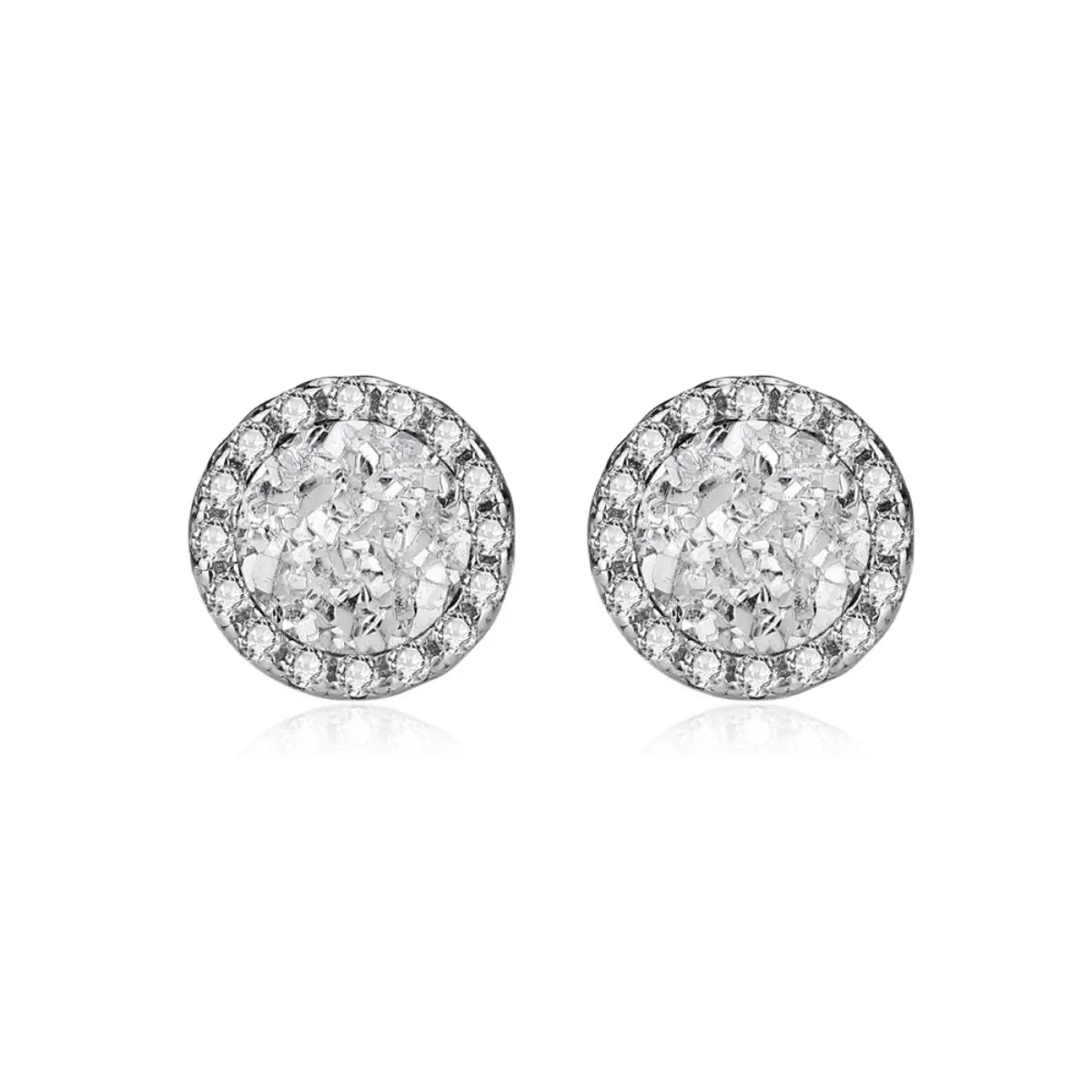 White Druzy Stud Earrings Sterling Silver