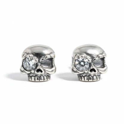 White Eye Skull Stud Earrings Details
