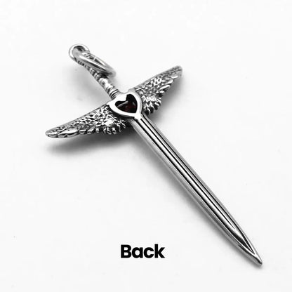 Winged Sword Dangle Earrings Back