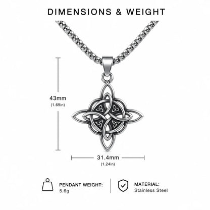 Witches Knot Necklace Silver Dimension Diagram 42.6mm 1.68inch and 28.1mm 1.11inch