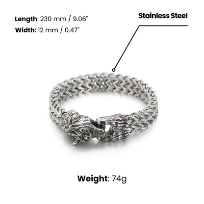Wolf Head Chain Bracelet Dimensions and Weight