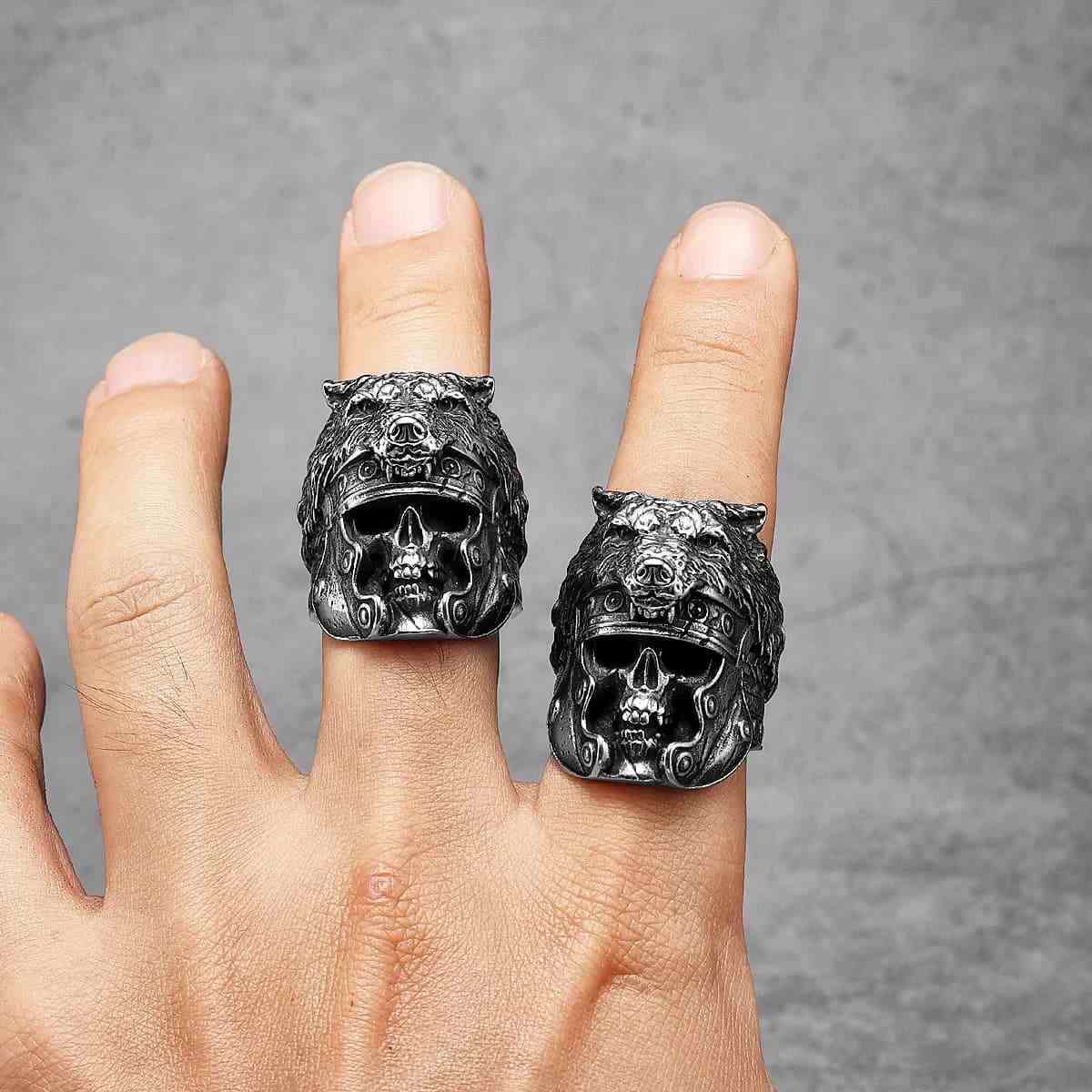 Wolf Skull Ring Stainless Steel Xenos Jewelry