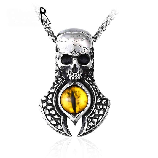 Yellow Evil Eye Skull Necklace