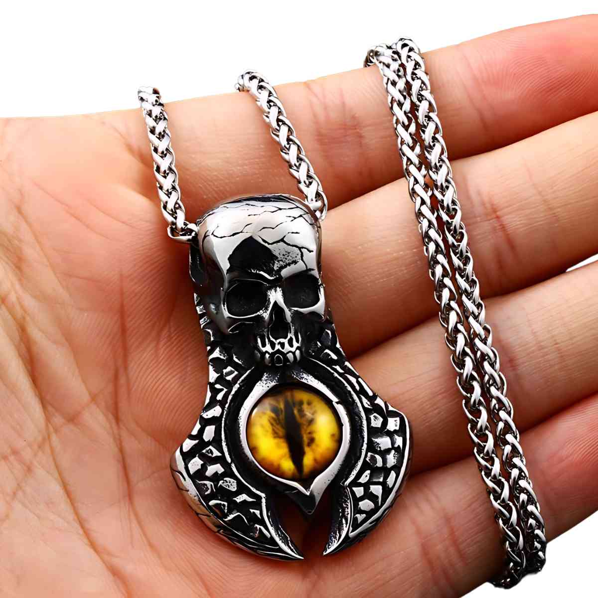Yellow Evil Eye Skull Necklace