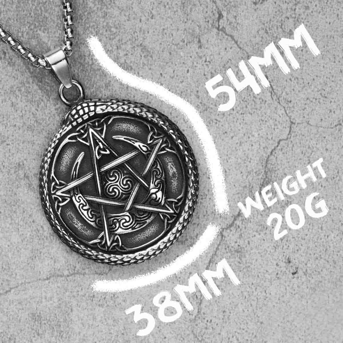 Yggdrasil Pendant with Ouroboros and Wolves Dimensions and Weight Xenos Jewelry