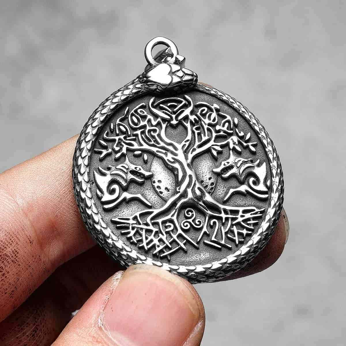 Yggdrasil Pendant with Ouroboros and Wolves Pendant Only Xenos Jewelry