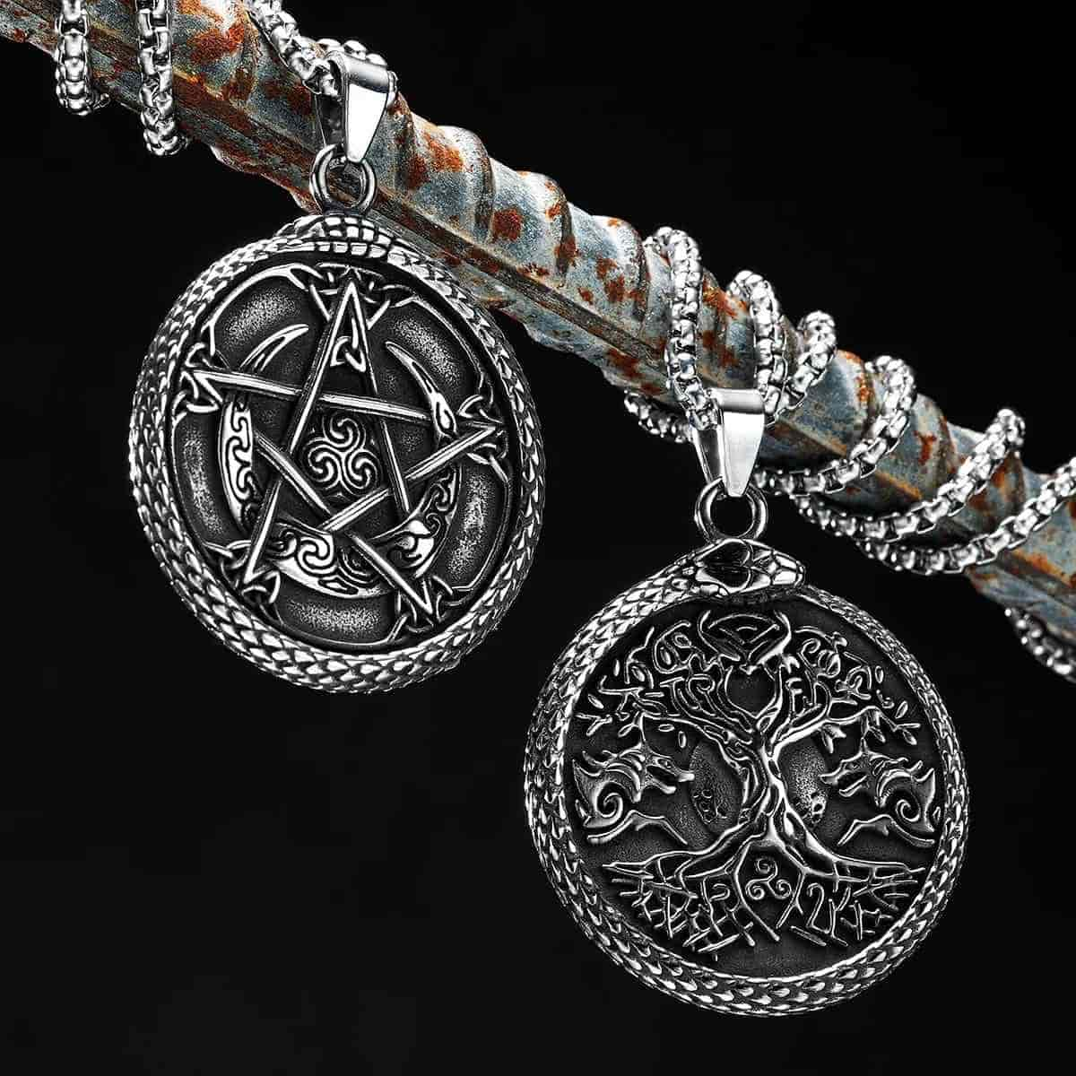 Yggdrasil Pendant with Ouroboros and Wolves Xenos Jewelry