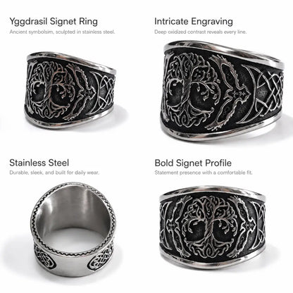Yggdrasil Signet Ring Silver Details and Features