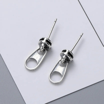 Zipper Stud Earrings Sterling Silver Details Back