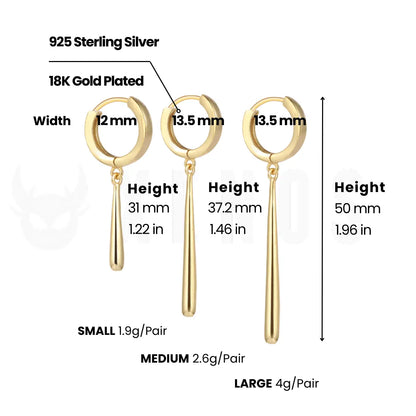 Zoro Earrings Sterling Silver Small Medium Large Size Dimensions and Weight