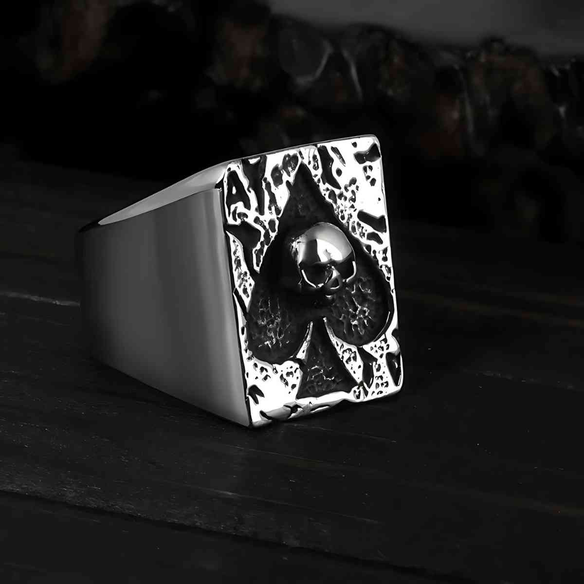 Ace of Spade with Skull Ring - Xenos Jewelry